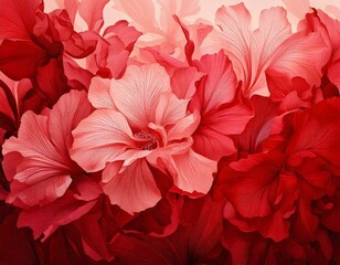 abstract floral and botanical background. Red and pink, banner