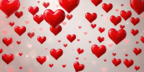 Falling hearts on transparent background, romantic Valentine's Day design, seamless, clipart, hearts falling