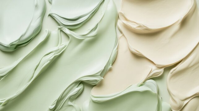 Soft palettes of pastel cream in green and beige tones invite creativity and inspiration for interior design or artistic projects