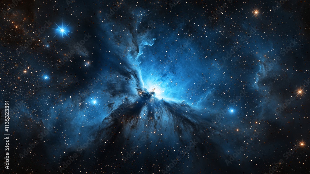 Canvas Prints a telescope designed for deep space observes a remote nebula, highlighted by brilliant stars.