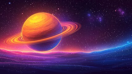 Wallpaper showcasing a luminous cartoon planet with striking accents in cosmic space.