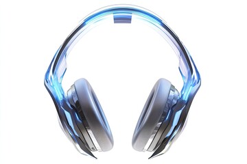 transparent gaming headphone isolate on white background