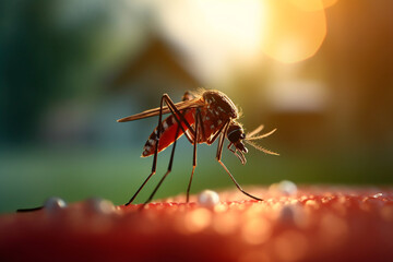 Close-up of a mosquito, Zika carrier, focusing on the need for protection against disease spread.