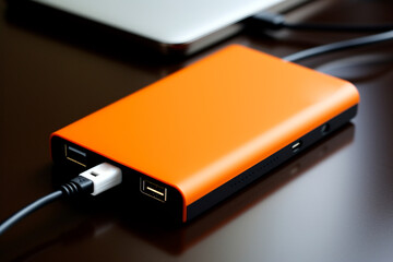 Compact orange external hard drive offering portable, high-speed storage solutions.