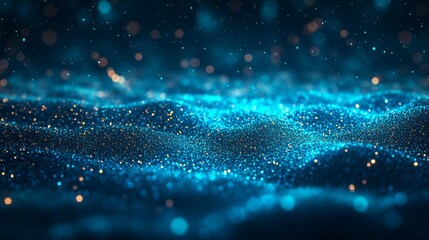 Shimmering Blue Glitter Wave Background