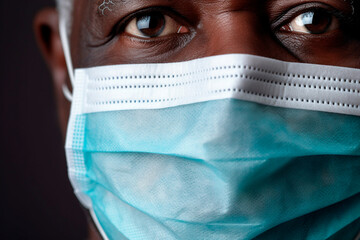 Individual using a protective mask to minimize the spread of germs and viruses.