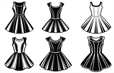 A set of female stylish dress vector illustration design 