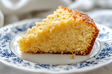 Freshly Baked Apple Cake Slice on Elegant Floral Plate