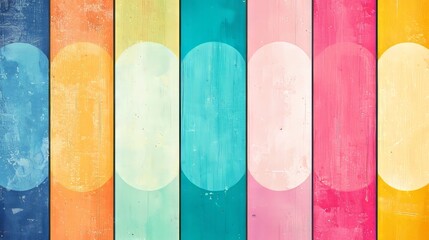 Colorful wooden panels with abstract oval shapes for design projects.