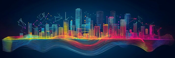 Smart city and abstract dot point connect with gradient