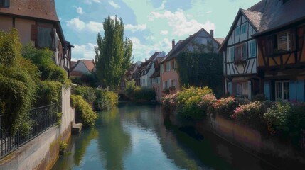 Obraz premium Charming European Town Houses along a Canal