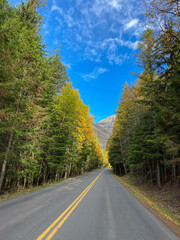 Driving Going to the Sun Road in Glacier National Park, Montana on a Fall Day