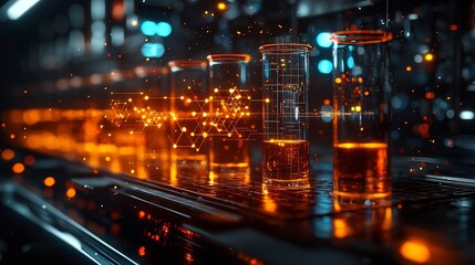 Glowing Holographic Periodic Table Showcasing Scientific Discovery and Innovation in Futuristic Laboratory