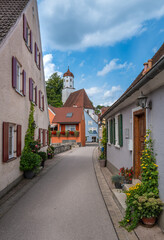 Charming Village Street of Harburg, Germany, with Colorful Houses