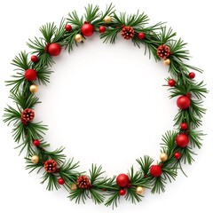 Corona navideña decorada con esferas rojas y doradas, perfecta para embellecer tu hogar en estas fiestas.
