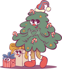 Whimsical cheerful christmas tree character