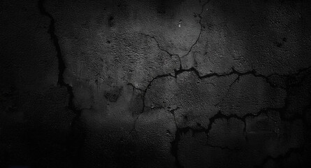Black or Dark Gray Rough Grainy Stone Texture Background

