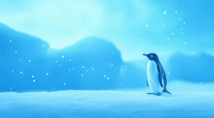Obraz premium Penguin Portraits: Frosty Winter Theme with Icy Blue Tones