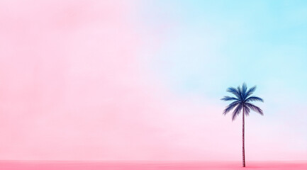 Obraz premium Serene Palm Tree: Soft Pastel Tones in Minimalist Style