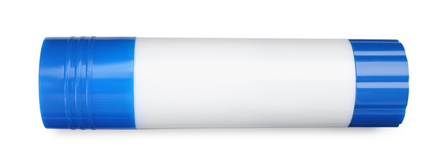 One glue stick isolated on white, top view