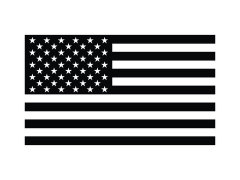 USA flag black and white icon, US Flag Cut File, 4th of July Stencil, American flag vector illustration.