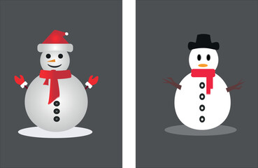 Snowman, Snowmen in Christmas Season, greetings Vector illustration