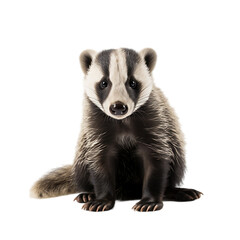 Fototapeta premium A realistic PNG cutout of a badger on a transparent background, perfect for nature or wildlife-themed design projects