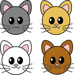 simple illustration of various cat heads on a white background