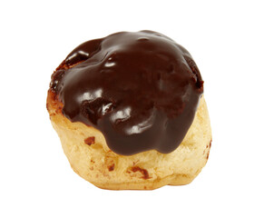 Chocolate profiteroles close up 