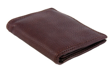 Brown leather wallet closeup