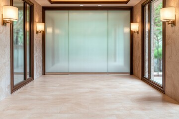 Obraz premium modern luxury home interior with large windows and natural light