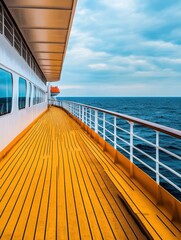 Fototapeta premium Line of demarcation for passenger safety on top deck of cruise ship