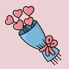 Bouquet with hearts for Valentine's Day