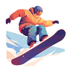 Illustration of a skater on the snow animation and motion graphics in vector