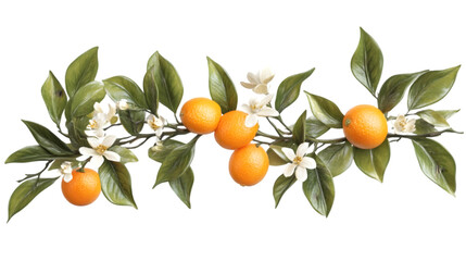 Lush Orange Branch with Blossoms  Citrus Fruits  Leaves  Spring  Summer  Nature