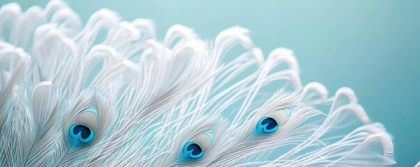 Obraz premium Elaborate peacock feathers shimmering in soft light, lavish beauty, nature s grandeur