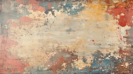 Abstract multicolor grunge background with abstract colored texture. Various color pattern elements. Old vintage scratches, stain, paint splats, brush strokes, dots, spots. Weathered wall backdrop