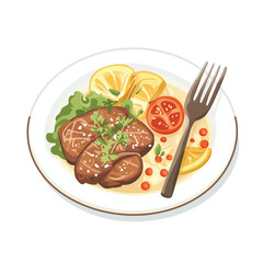 Illustration of a plate of steak, animation and motion graphics in vector format