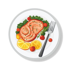 Illustration of a plate of steak, animation and motion graphics in vector format