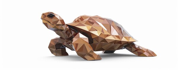 Fototapeta premium Turtle created from completely simple polygons, on a white background