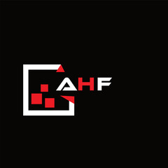 Obraz premium AHF creative minimalist letter logo. AHF unique vector initials alphabet letter logo design