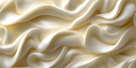 Obraz premium A close-up of luxurious creamy fabric featuring soft, flowing folds in shades of pale cream, evoking a sense of elegance and sophistication.