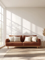 Minimal living room with sunlight and blank wall | mockup | interior design