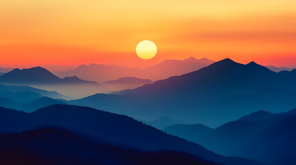 A beautiful silhouette of a mountain during sunrise.