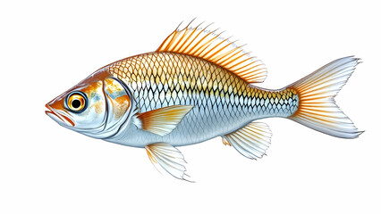 Colored fish drtailed illustrated isolated on white background