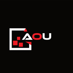  AOU creative minimalist letter logo.  AOU unique vector initials alphabet letter logo design