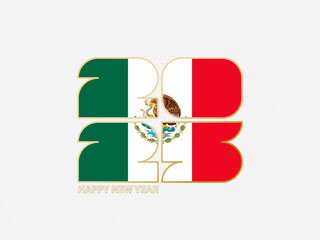 Abstract numbers 2025 with flag of Mexico.