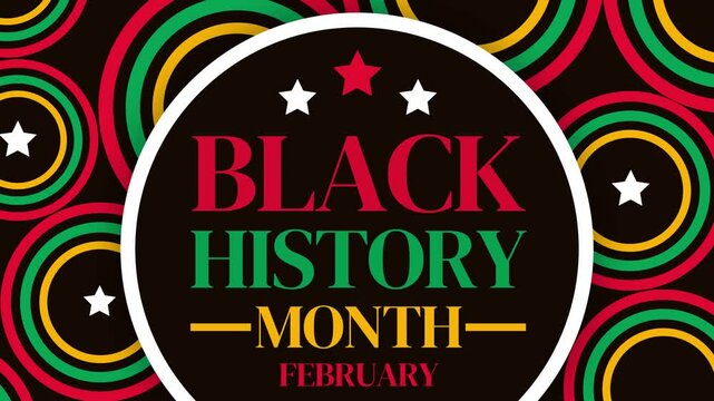Colorful Black History Month Wallpaper with circles, shapes, and typography in the center