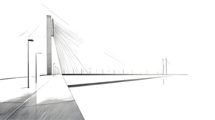 Fototapeta premium Modern Bridge Design Sketch Urban Architecture Night Scene