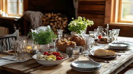 Rustic Farmhouse Dinner Table Setting